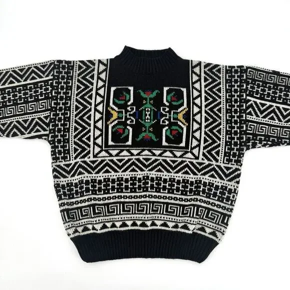 Vintage Demetre Sweater Womens L Acrylic Mock Neck Ski Retro Geometric 70's 80's - Picture 7 of 9